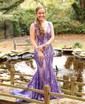 Trumpet/Mermaid V-neck Sequined Sweep Train Prom Dresses