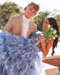 Ball Gown/Princess Halter Tulle Sweep Train Prom Dresses With Tiered