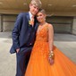 Ball Gown/Princess Floor-length V-neck Tulle Beading Prom Dresses