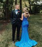 Trumpet/Mermaid V-neck Jersey Sweep Train Prom Dresses With Beading