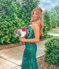 Trumpet/Mermaid Scoop Neck Tulle Sweep Train Prom Dresses With Beading