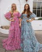 Ball Gown/Princess Off-the-shoulder Tulle Court Train Prom Dresses With Sashes / Ribbons