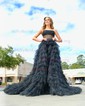 Ball Gown/Princess Straight Glitter Sweep Train Prom Dresses With Tiered