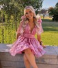 Unique Fuchsia Skater Organza Tiered Homecoming Dresses