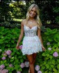 Corset Sky Blue Skater Glitter Tulle Tiered Homecoming Dresses