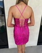 Corset Fuchsia Bodycon V-neck Cut Out Homecoming Dresses