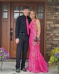 Trumpet/Mermaid V-neck Sequined Sweep Train Prom Dresses