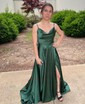 Trumpet/Mermaid Sweetheart Silk-like Satin Sweep Train Prom Dresses With Beading