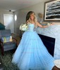 Ball Gown/Princess Sweetheart Tulle Court Train Prom Dresses With Appliques Lace