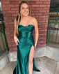 Sheath/Column Cowl Neck Silk-like Satin Floor-length Prom Dresses With Ruched