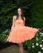 Unique Skater Tulle Cut Out Tiered Homecoming Dresses