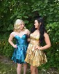 Corset Gold Skater Metallic Ruffle Homecoming Dresses