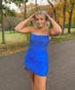 Corset Royal Blue Jersey Bodycon Beaded Homecoming Dresses