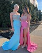 Trumpet/Mermaid Sweetheart Stretch Crepe Sweep Train Prom Dresses With Split Front