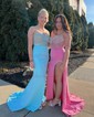 Trumpet/Mermaid Sweetheart Stretch Crepe Sweep Train Prom Dresses With Split Front