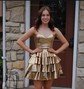 Corset Gold Skater Metallic Ruffle Homecoming Dresses