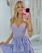 Corset Skater Satin Sweetheart Tiered Homecoming Dresses