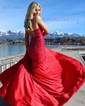 Trumpet/Mermaid V-neck Jersey Sweep Train Prom Dresses With Beading