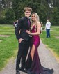 Trumpet/Mermaid V-neck Jersey Sweep Train Prom Dresses With Beading