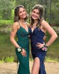 Trumpet/Mermaid V-neck Jersey Sweep Train Prom Dresses With Beading