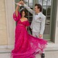 Ball Gown/Princess Off-the-shoulder Chiffon Sweep Train Prom Dresses With Sashes / Ribbons