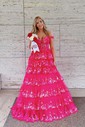 Ball Gown/Princess Off-the-shoulder Tulle Sweep Train Prom Dresses With Tiered