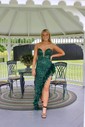 Sheath/Column V-neck Sequined Asymmetrical Prom Dresses With Feathers / Fur