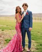 Trumpet/Mermaid V-neck Sequined Sweep Train Prom Dresses