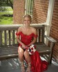 Elegant Red Satin Sheath/Column Appliques Ruched Prom Dresses