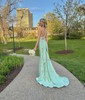 Mermaid Halter Jersey Backless Prom Dresses With Ruched