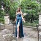 A-line Cowl Neck Silk-like Satin Floor-length Prom Dresses With Split Front