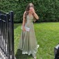 A-line Cowl Neck Silk-like Satin Floor-length Prom Dresses With Split Front