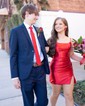 Petite Red Bodycon Satin Lace-Up Homecoming Dresses