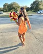 Corset Orange Bodycon Glitter Off-The-Shoulder Homecoming Dresses