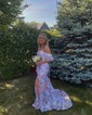 Trumpet/Mermaid Off-the-shoulder Sequined Sweep Train Prom Dresses With Feathers / Fur