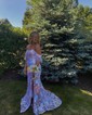 Trumpet/Mermaid Off-the-shoulder Sequined Sweep Train Prom Dresses With Feathers / Fur