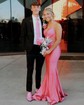 Trumpet/Mermaid V-neck Jersey Sweep Train Prom Dresses With Crystal Detailing