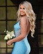 Trumpet/Mermaid V-neck Jersey Sweep Train Prom Dresses With Crystal Detailing