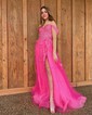 Ball Gown/Princess Off-the-shoulder Tulle Floor-length Prom Dresses With Appliques Lace