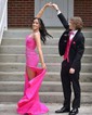 Trumpet/Mermaid V-neck Jersey Floor-length Prom Dresses With Split Front