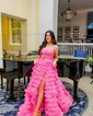 Ball Gown/Princess Sweetheart Tulle Sweep Train Prom Dresses With Tiered