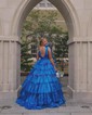 Ball Gown/Princess V-neck Glitter Sweep Train Prom Dresses With Bow