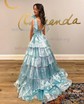 Ball Gown/Princess V-neck Glitter Sweep Train Prom Dresses With Bow