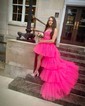 Ball Gown/Princess Sweetheart Lace Tulle Asymmetrical Prom Dresses With Tiered