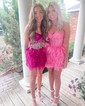 Corset Red Fitted Lace Feathers Homecoming Dresses