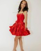 Corset Bubblegum Skater Satin Ruffle Bow Homecoming Dresses