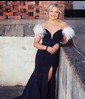 Sheath/Column Off-the-shoulder Jersey Sweep Train Feathers / Fur Prom Dresses