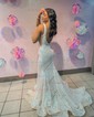 Trumpet/Mermaid Sweep Train V-neck Sequined Prom Dresses