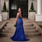 Trumpet/Mermaid V-neck Sequined Sweep Train Prom Dresses