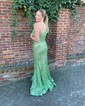 Trumpet/Mermaid One Shoulder Sequined Sweep Train Prom Dresses